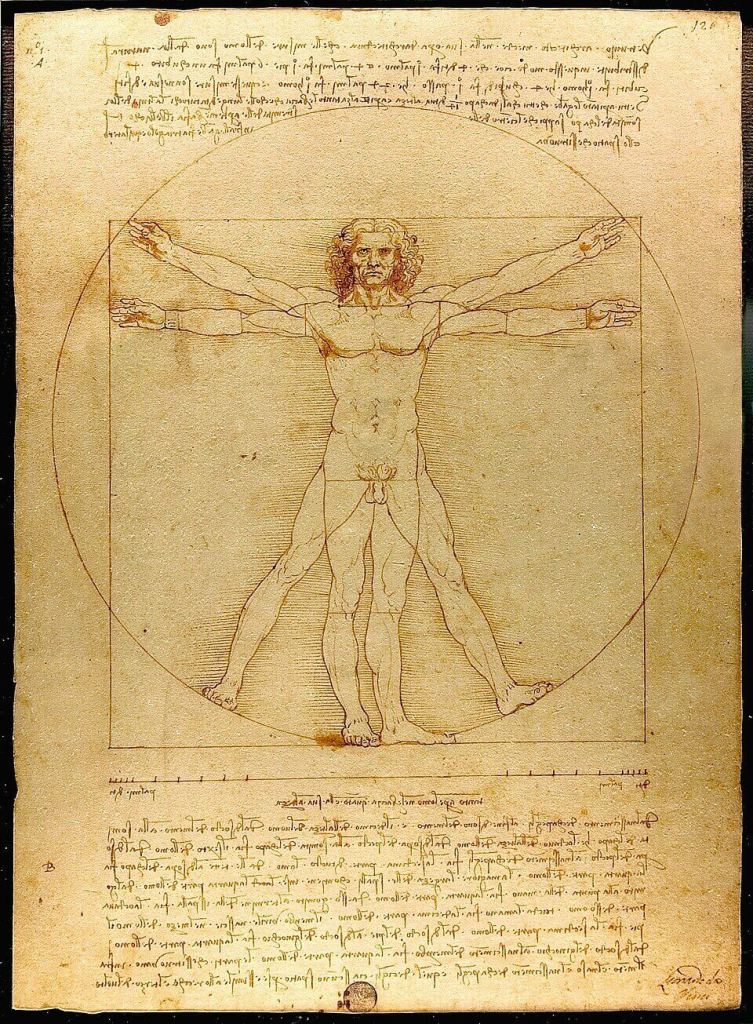 Hombre de Vitruvio, por Leonardo Da Vinci.