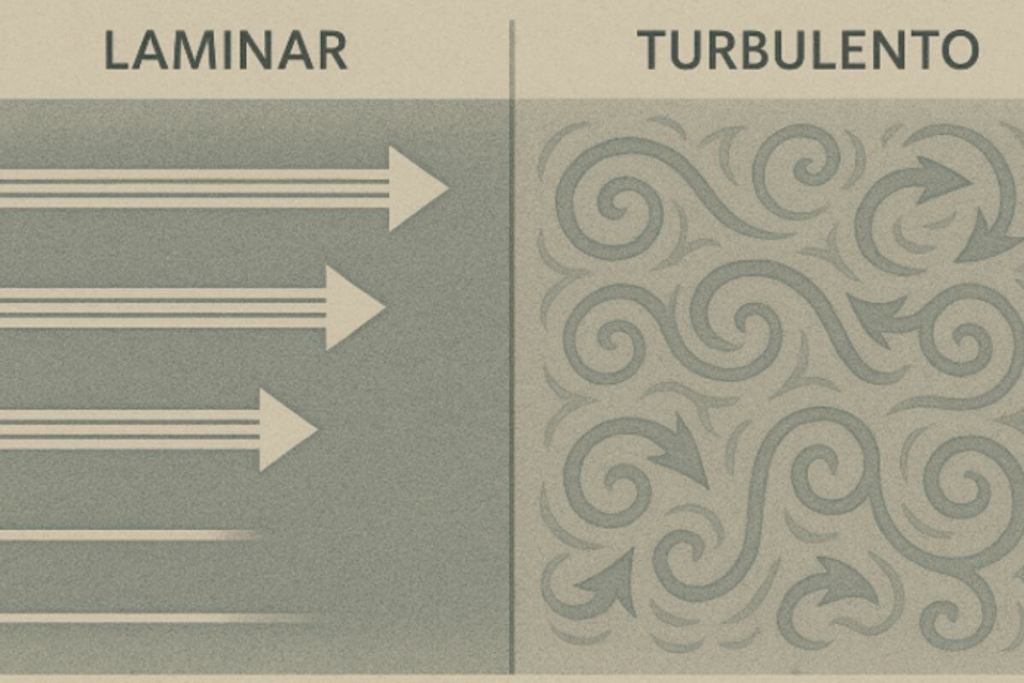 Comparación entre flujo laminar y turbulento - Trubulencia