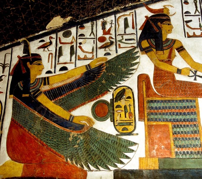 Diosas Ma'at y Serket en la tumba de Nefertari