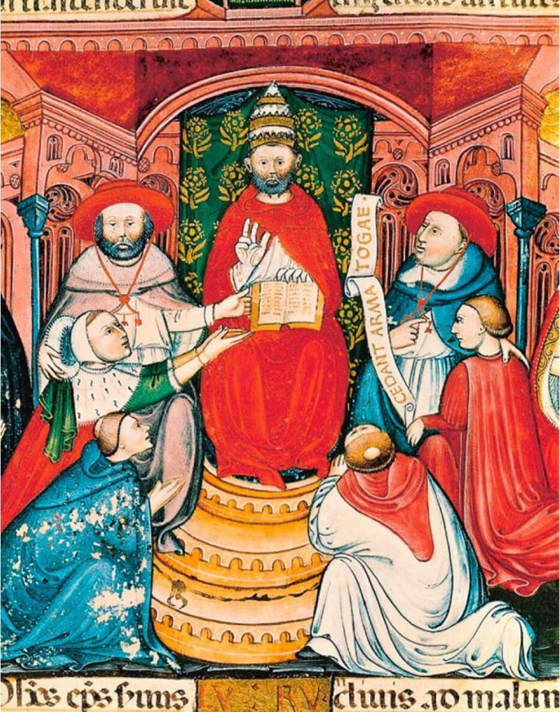 Clemente V (arriba) promulgó la bula de supresión de la Orden del Temple. Fue un pontífice sujeto a los deseos de la Corte francesa del rey Felipe IV.