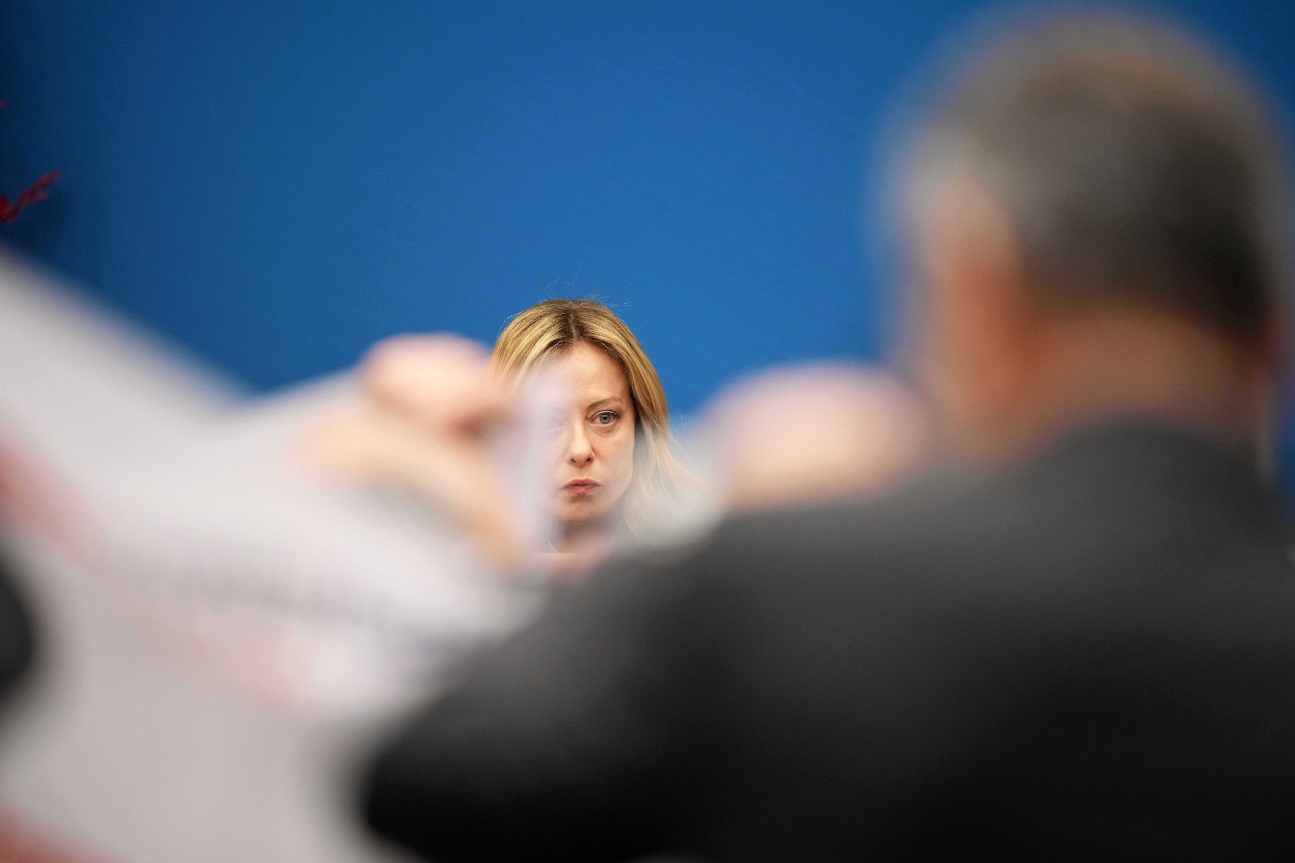 Giorgia Meloni, durante una rueda de prensa.