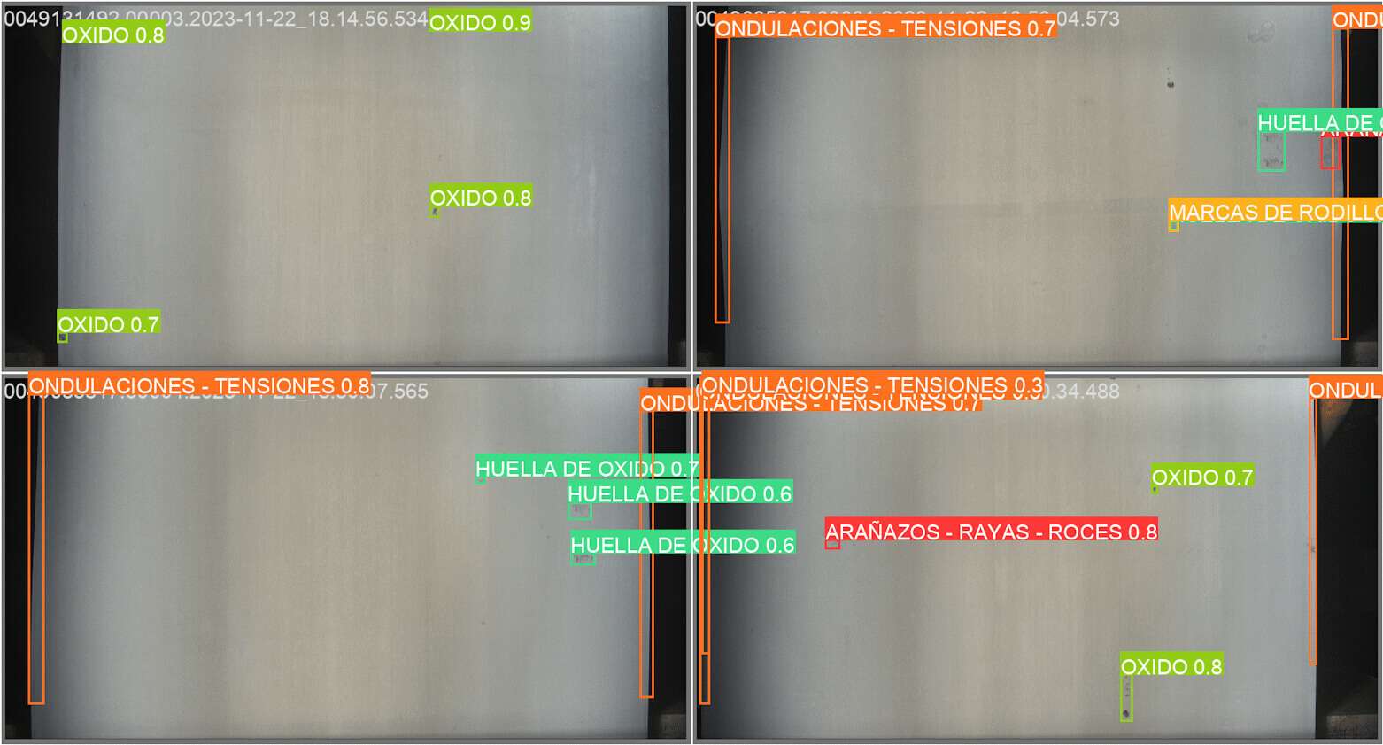 Detección de defectos en el caso de estudio.