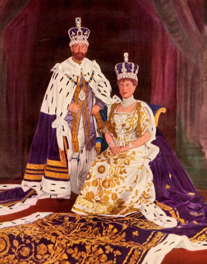 Fotografía coloreada de los reyes Jorge V y María de Teck
