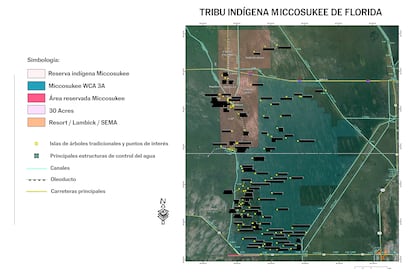Mapa presentado por la tribu Miccosukee como evidencia en la demanda contra Alligator alcatraz.