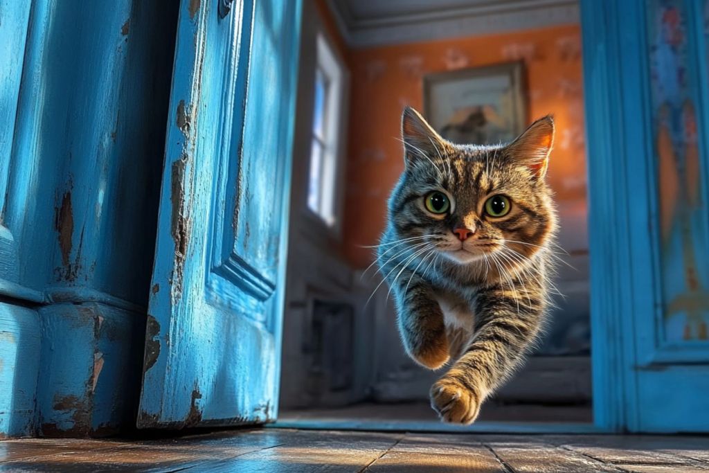 Gato corriendo.