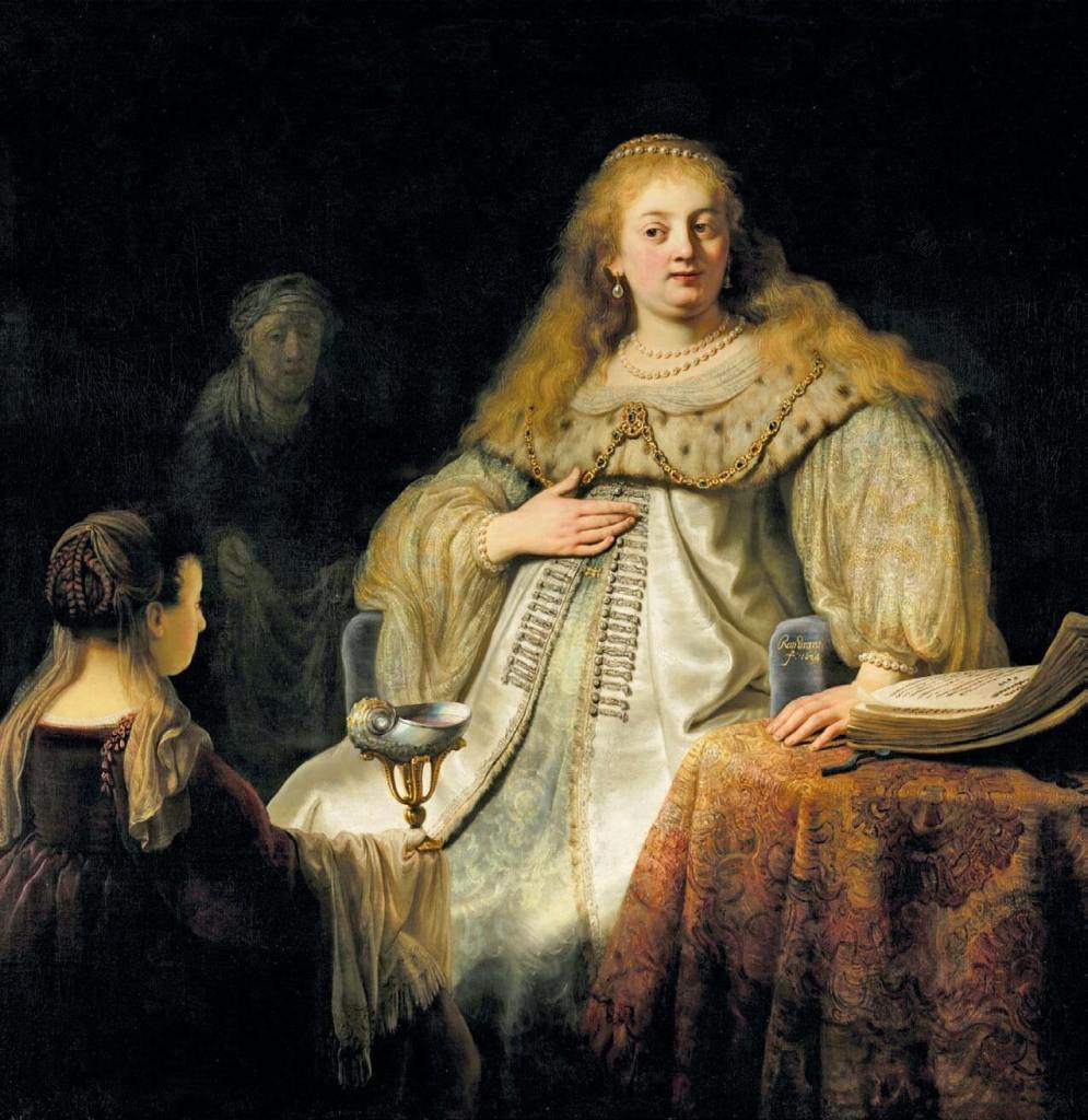 Judit en el banquete de Holofernes, de Rembrandt