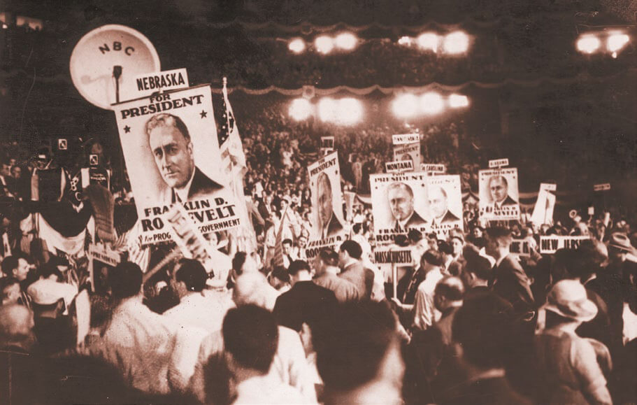 Manifestación en favor de F. D. Roosevelt