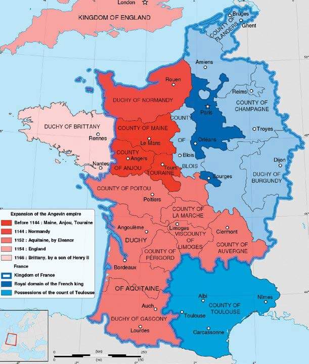 Mapa de Francia en el siglo XII