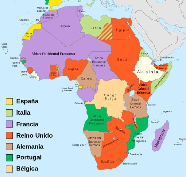 Mapa del África colonial en 1914