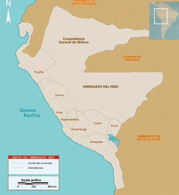 Mapa del Virreinato de Perú en 1803