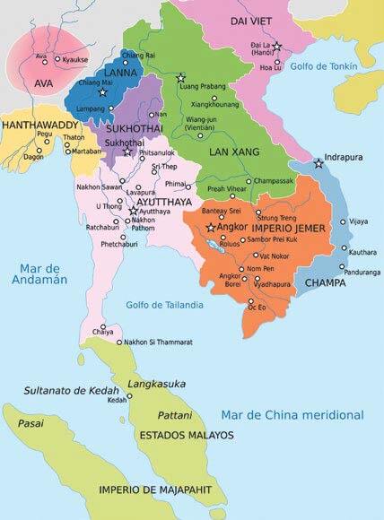 Mapa del sudeste asiático en 1400