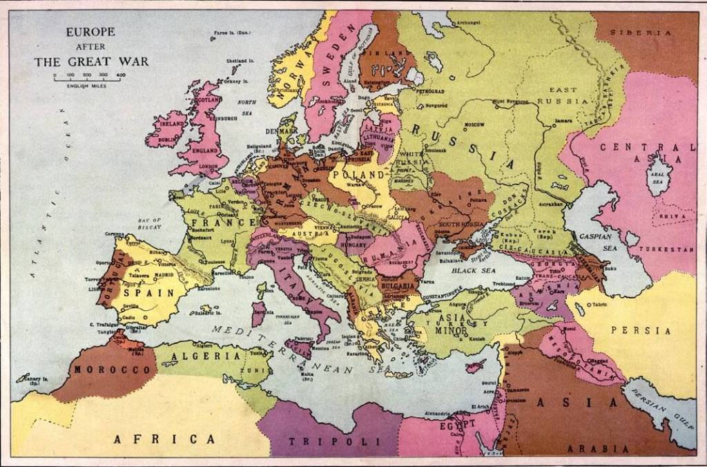 Mapa europeo tras el Tratado de Versalles