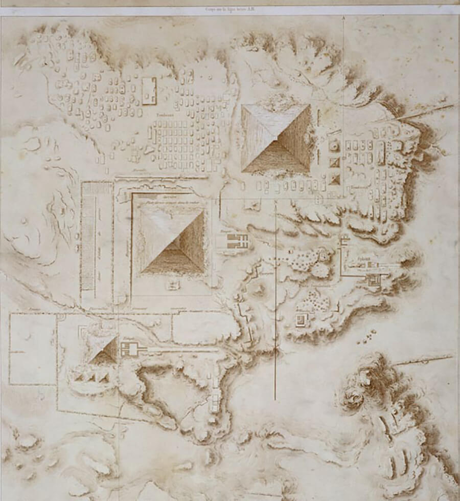 Mapa topográfico de las pirámides de Guiza