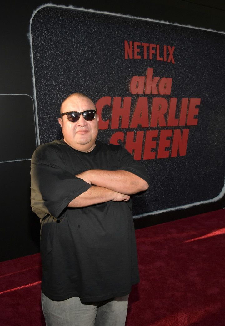 Marco Abeta, el dealer de Charlie Sheen, en la premiere del documental. Foto: AFP. 