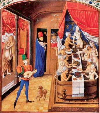 Miniatura de un prostíbulo medieval