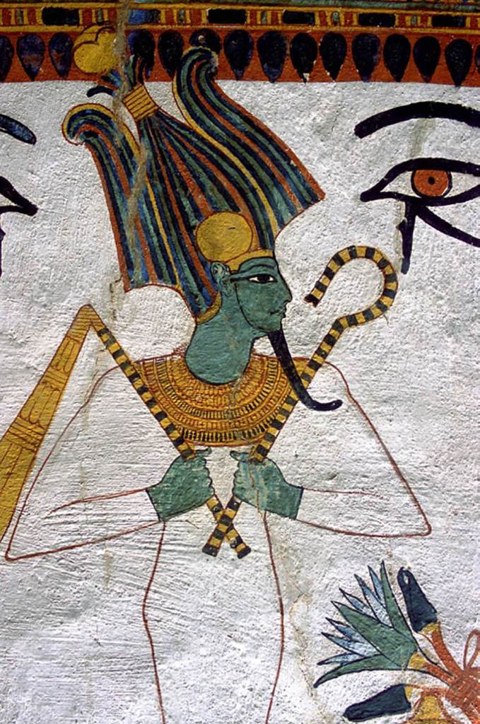 Pintura mural de Osiris en la tumba de Senedjem