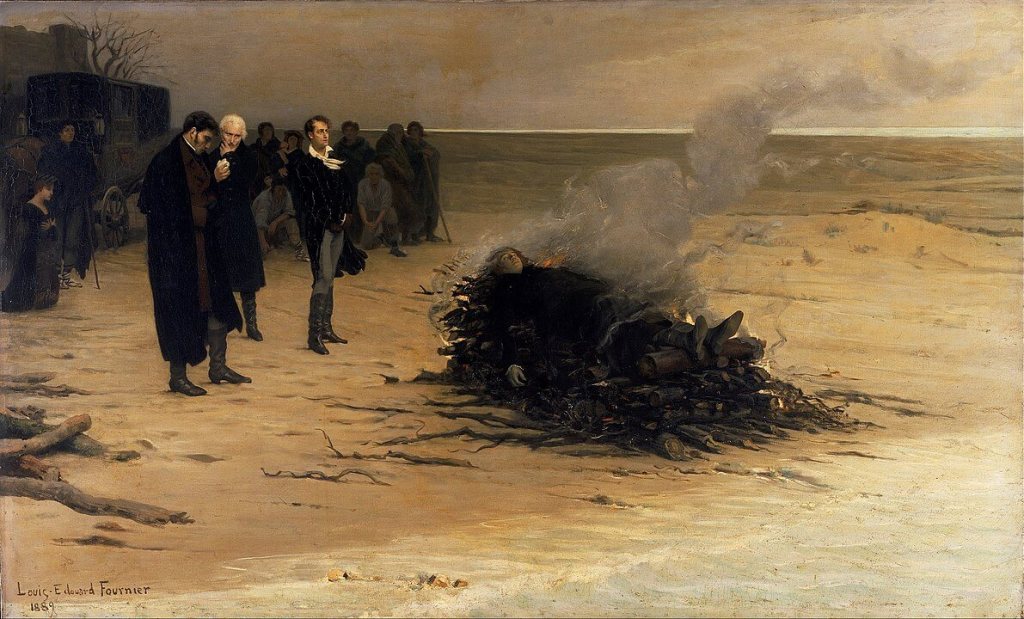 El funeral de Shelley de Louis Édouard Fournier (1889). 