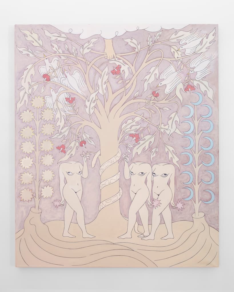 Cuadro de María Conejo donde reinterpreta el árbol de la vida.