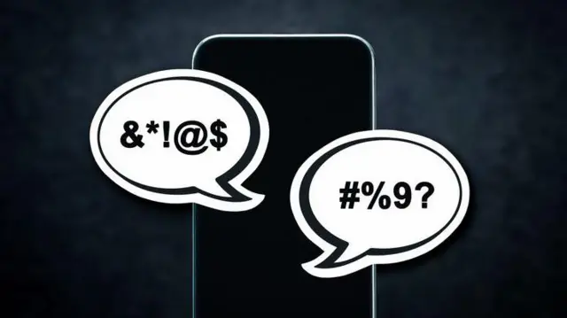 Una pantalla que muestra un teléfono inteligente y dos ilustraciones de conversaciones