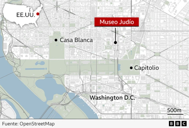 Mapa de Washington con la localización del Museo Judío.