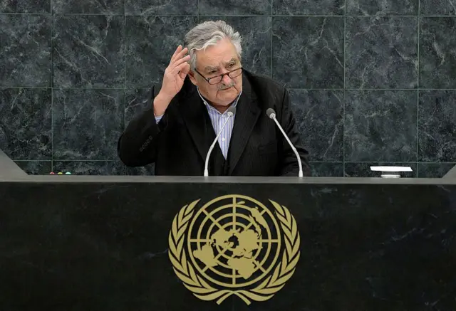 Mujica hablando ante la Asamblea General de Naciones Unidas en 2013.