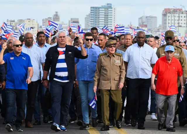 Manifestación a favor del gobierno cubano