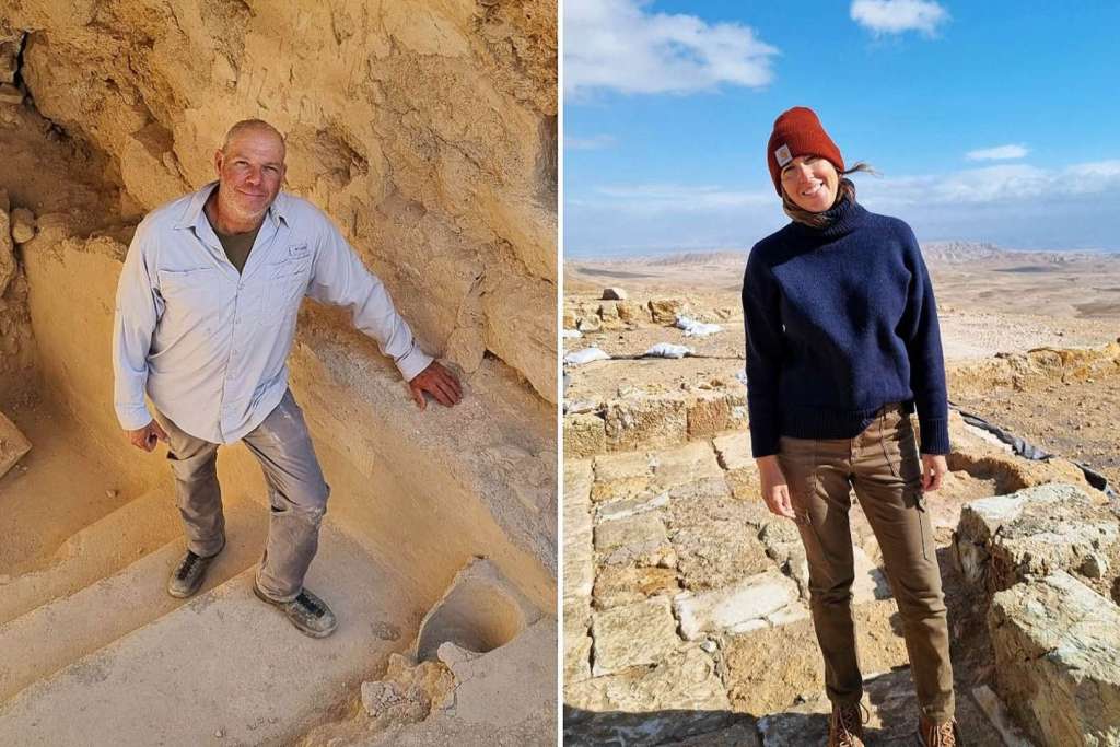 Los arqueólogos Oren Gutfeld y Michal Haber, del Instituto de Arqueología de la Universidad Hebrea de Jerusalén