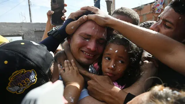 Mervin Yamarte al llegar a su casa en Venezuela.