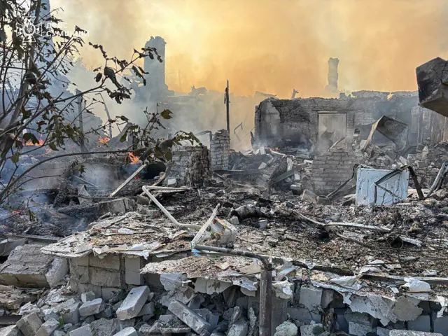 Edificios atacados en Sumy.