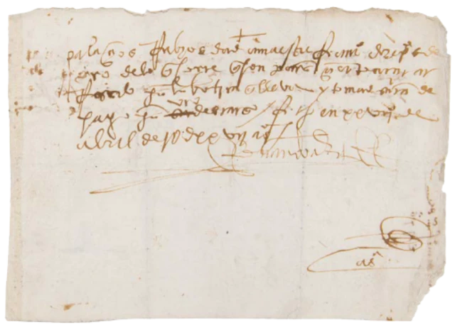 Un manuscrito firmado por Hernán Cortés