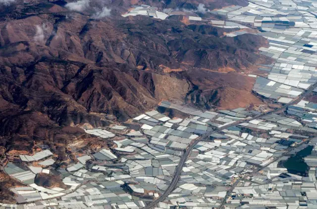 Invernaderos que se pueden ver desde el cielo.