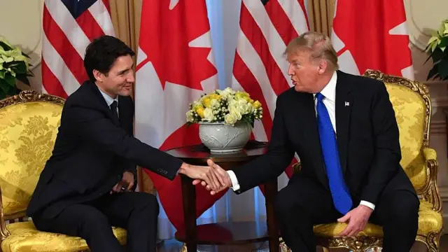 Justin Trudeau en una reunión con Donald Trump