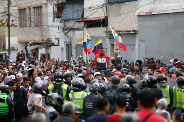 Protestas en un barrio de Caracas