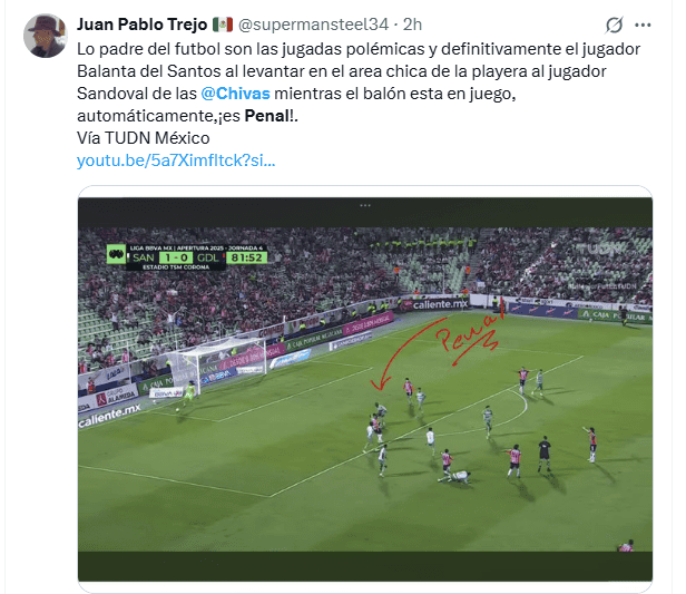 Denuncias a través de X por parte de aficionados de Chivas contra el arbitraje del presente torneo Apertura 2025 de la Liga MX. X / @supermansteel34 Denuncias a través de X por parte de aficionados de Chivas contra el arbitraje del presente torneo Apertura 2025 de la Liga MX. X / @supermansteel34
