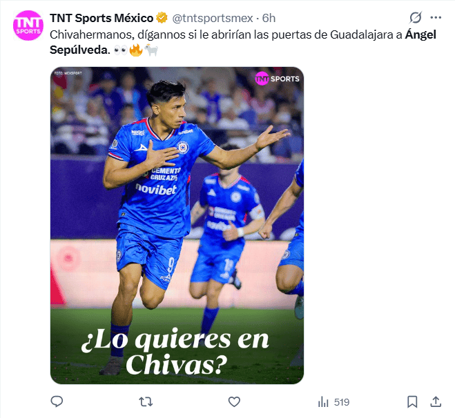 Medios reaccionan ante la posible integración del delantero en Chivas de Guadalajara. X / @tntsportsmex Medios reaccionan ante la posible integración del delantero en Chivas de Guadalajara. X / @tntsportsmex