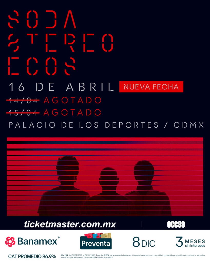 Póster del concierto de Soda Stereo en CDMX.