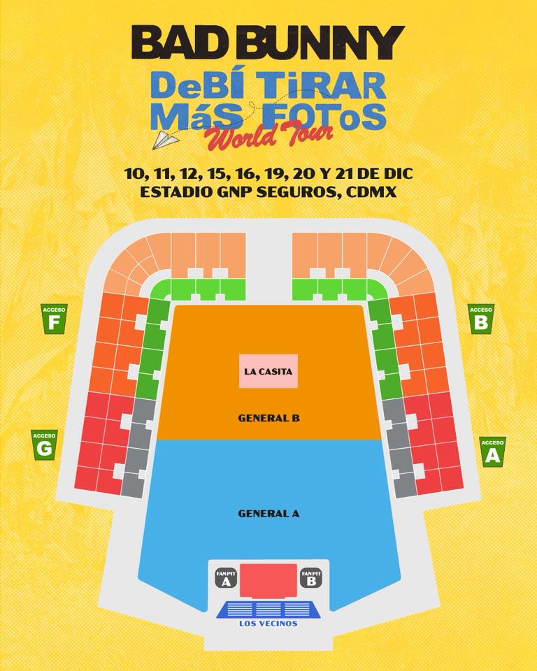 Mapa de los conciertos de Bad Bunny en CDMX.
