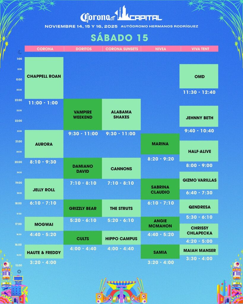 Horarios del sábado del Corona Capital 2025.