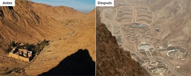 Imagen que muestra cómo se ha transformado el Monte Sinaí.