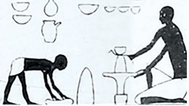 Un pictograma en la tumba de Amenemhat muestra cómo trabajaban los alfareros.