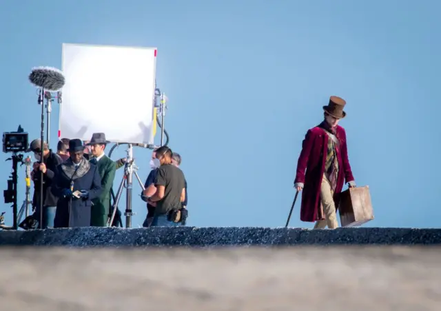 Timotheé Chalamet durante el rodaje de