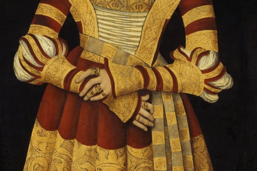 Detalle de un retrato de la duquesa Catalina de Mecklemburgo, pintado en 1514 por Lucas Cranach el Viejo