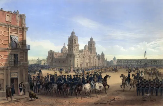 La entrada del general Scott al Zócalo de la Ciudad de México en la guerra entre México y Estados Unidos.