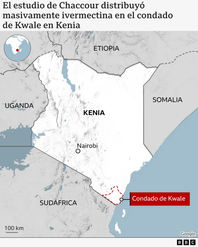 Mapa de Kwale en Kenia