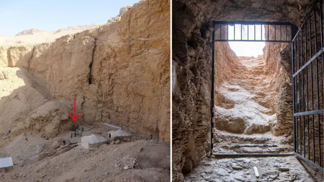 La ubicación y la entrada a la tumba real del rey Tutmosis II, que gobernó hace 3.500 años.