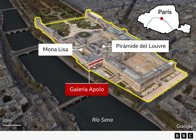Mapa del robo del Louvre