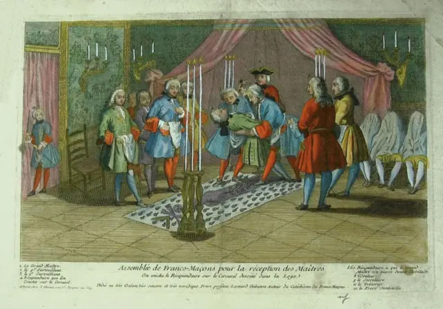 Ilustración de masonería francesa de mediados del siglo XVIII.