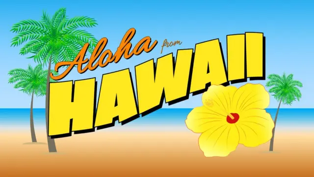 Un cartel publicitando a Hawái con la palabra aloha