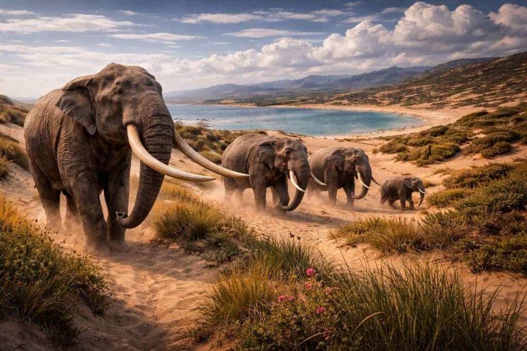 Registran por primera vez huellas de elefantes prehistóricos en las dunas fósiles de Murcia