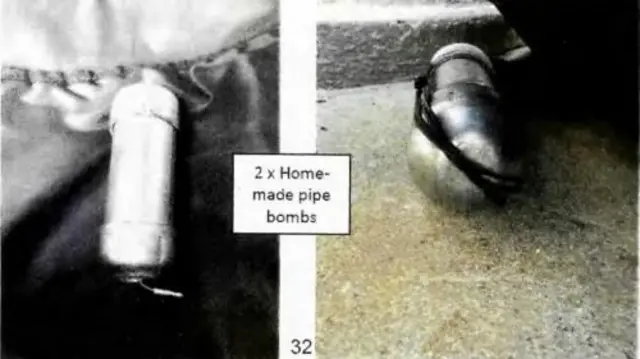 Una imagen compuesta que supuestamente muestra dos bombas caseras fabricadas con tubos.